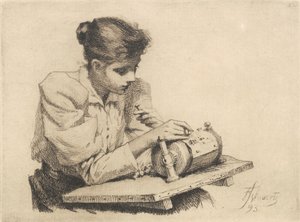 De kantwerkster door Frans Schwartz