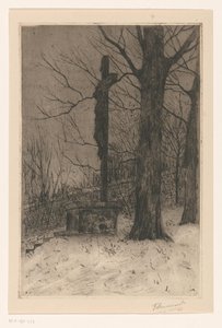Crucifix naast boom door Frans Smissaert (signed by artist)