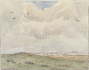 Duinlandschap met kudde door Frans Alexander Evert Lodewijk Smissaert