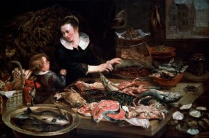 Een viswinkel, ca. 1616-1618 door Frans Snyders or Snijders