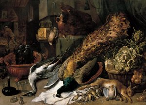 Stilleven met een wijnkoeler door Frans Snyders