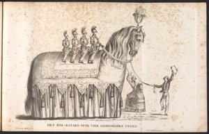Ros Beiaard als praalwagen in de optocht voor de Heilige Rombout, 1825 door Frans Vervloet