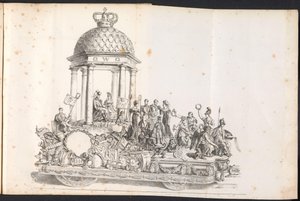 Vijfde praalwagen in de optocht voor de Heilige Rombout, 1825 door Frans Vervloet