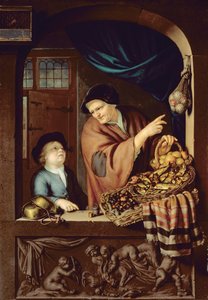 De kastanje- en kippersverkoper, 1722 door Frans van Mieris