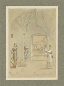 Gang van een Gasthaus met doorkijk in de keuken door Franz Alt