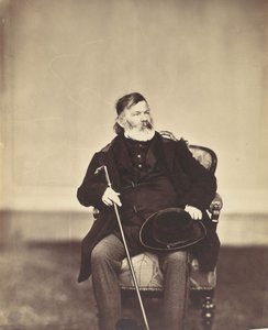 Zittende man met stok en hoed, 1850-60s
