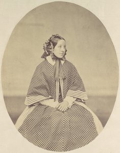 Jonge vrouw in gestippelde jurk, 1850s-60s