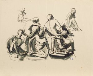 Zeven zittende jongelingen door Franz Barwig d. Ä.