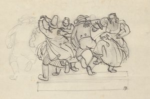 Studie voor een reliëf met dansende boeren