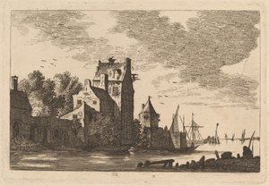 Huizen aan een inham door Franz Edmund Weirotter