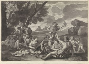 Landschap met bacchanten door Franz Ertinger
