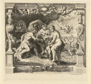 Thetis krijgt van Vulcanus wapens voor Achilles door Franz Ertinger