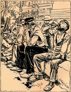Arbeiders aan het diner, c1900