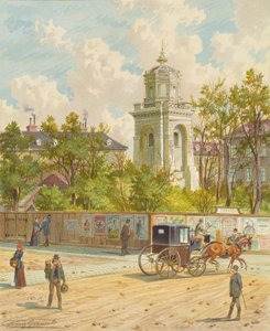 De Währinger Straße in Wenen (met de toren van de Ferdinands-Wasserleitung) door Franz Gerasch