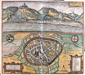 Nauwkeurige illustratie van de stad Munstermaifeld in Maifeld, Duitsland