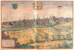 Bethune in Pas de Calais, Frankrijk (gravure) door Franz Hogenberg