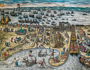 Verovering van La Goulette en Tunis door Karel V door Franz Hogenberg