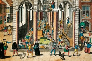 Vernietiging van relikwieën en beelden in kerken, april 1566, gravure door Franz Hogenberg, Godsdienstoorlogen, Frankrijk door Franz Hogenberg
