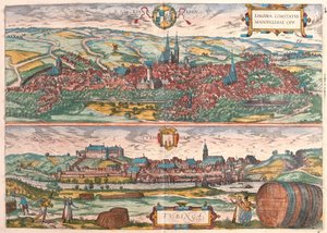 Eisleben en Tübingen, Duitsland (gravure) door Franz Hogenberg