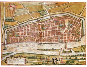 Kaart van Bremen door Franz Hogenberg