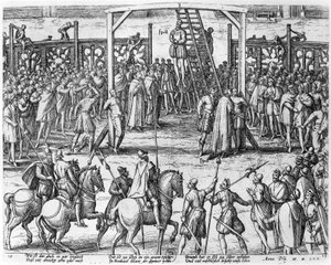 Scènes van ophanging in Vlaanderen, 1570 door Franz Hogenberg