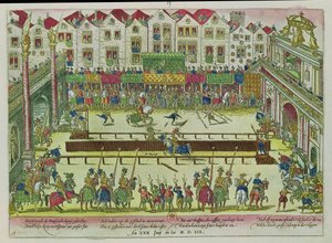 Toernooi waarbij Henri II (1519-59) gewond raakte door de graaf van Montgomery en tien dagen later stierf, 30 juni 1559