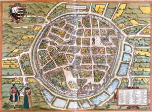 Stadskaart van Freiberg (Fribergum Misinae), Duitsland door Franz Hogenberg