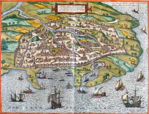 Uitzicht op Alexandrië (Alexandria), Egypte door Franz Hogenberg