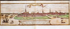 Uitzicht op Hamburg (gravure) door Franz Hogenberg