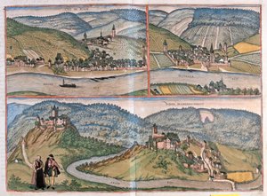 Zell An Der Mosel, Bernkastel-Kues, Manderscheid, Duitsland (gravure) door Franz Hogenberg