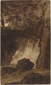 Een waterval bij maanlicht door Franz Innocenz Josef Kobell