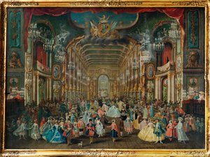 Gekostumeerd bal in het Residentietheater van Bonn ... door Franz Jakob Rousseau
