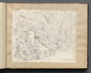 Album met uitzichten van Rome en omgeving, landschapstudies, pagina 03a: In villa Walkonsky
