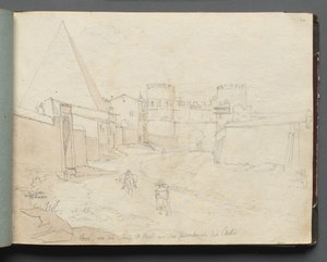 Album met uitzichten van Rome en omgeving, landschapsstudies, pagina 06a: Rome van de Porta
