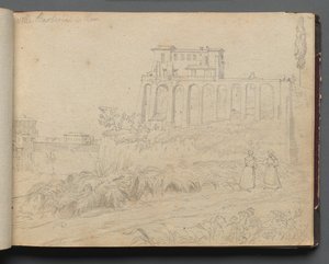 Album met uitzichten van Rome en omgeving, landschapsstudies, pagina 07a: "Villa Barberini in Rome" door Franz Johann Heinrich Nadorp