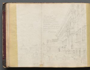 Album met uitzichten van Rome en omgeving, landschapsstudies, pagina 15b: Romeins architecturaal uitzicht door Franz Johann Heinrich Nadorp