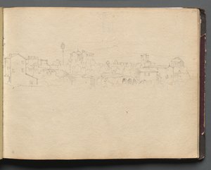 Album met Zichten op Rome en Omgeving, Landschapsstudies, pagina 16a: Romeins Zicht door Franz Johann Heinrich Nadorp