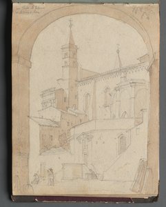 Album met uitzichten van Rome en omgeving, landschapsstudies, pagina 18a: Sint-Jan van Lateranen, Rome