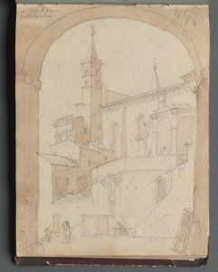 Album met Zichten op Rome en Omgeving, Landschapsstudies, pagina 18a: Sint-Jan van Lateranen, Rome door Franz Johann Heinrich Nadorp