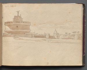 Album met Zichten van Rome en Omgeving, Landschapsstudies, pagina 23a: Kasteel Sint Angelo, Rome door Franz Johann Heinrich Nadorp