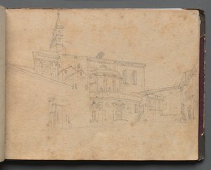 Album met Zichten van Rome en Omgeving, Landschapsstudies, pagina 26a: Romeins Architecturaal Zicht door Franz Johann Heinrich Nadorp