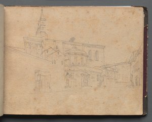 Album met uitzichten van Rome en omgeving, landschapsstudies, pagina 26a: Romeinse architectonische weergave