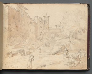 Album met uitzichten van Rome en omgeving, landschapstudies, pagina 27a: Frascati