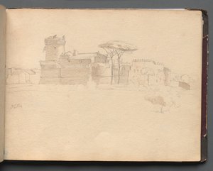 Album met uitzichten van Rome en omgeving, landschapsstudies, pagina 28a: Ostia door Franz Johann Heinrich Nadorp