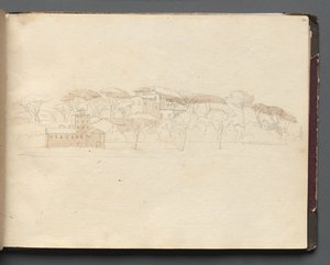 Album met Zichten op Rome en Omgeving, Landschapsstudies, pagina 30a: Romeins Panoramisch Uitzicht door Franz Johann Heinrich Nadorp