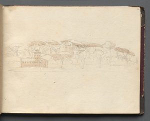 Album met Zichten op Rome en Omgeving, Landschapsstudies, pagina 30a: Romeins Panoramisch Zicht door Franz Johann Heinrich Nadorp