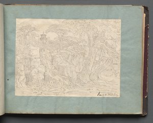 Album met Zichten op Rome en Omgeving, Landschapsstudies, pagina 36a: Romeins Zicht door Franz Johann Heinrich Nadorp