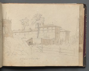Album met Zichten op Rome en Omgeving, Landschapsstudies, pagina 38a: "St. Giovanni e Paolo, Rome" door Franz Johann Heinrich Nadorp