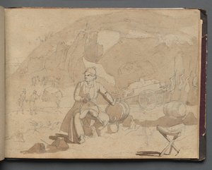 Album met Zichten op Rome en Omgeving, Landschapsstudies, pagina 39a: Figuur in een Landschap door Franz Johann Heinrich Nadorp