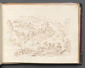 Album met uitzichten van Rome en omgeving, landschapsstudies, pagina 43a: Romeins landschap door Franz Johann Heinrich Nadorp
